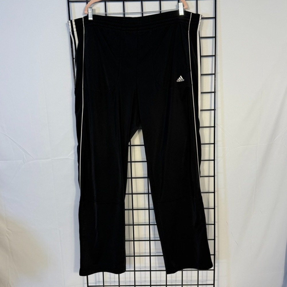 Vintage Adidas Track Pants Mens XL Black 3 Stripes‎ Athleisure Zip Ankles Y2K